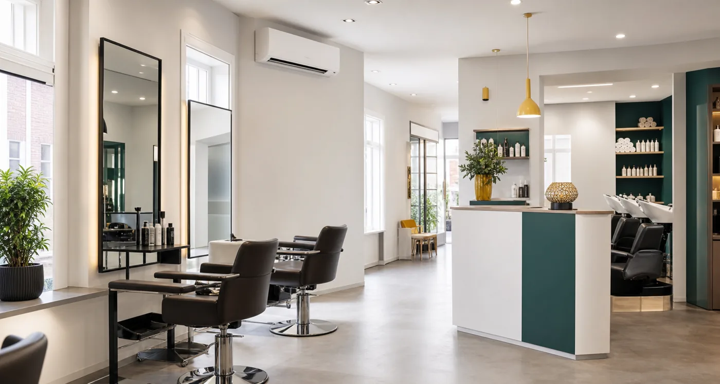 climatisation dans un salon de coiffure