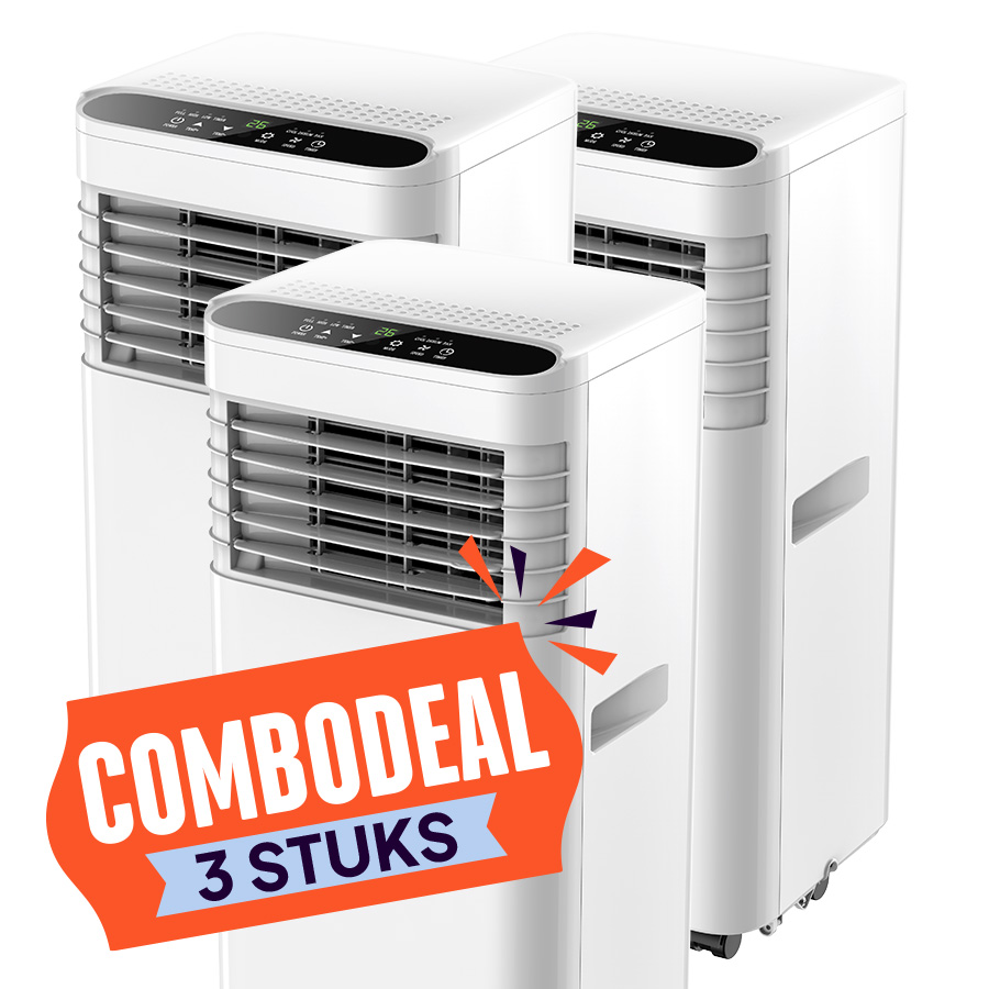 Combodeal 3 X Mobiele Climatisation 9000 Btu 25kw Met Raamkit Afvoerslang Kopie
